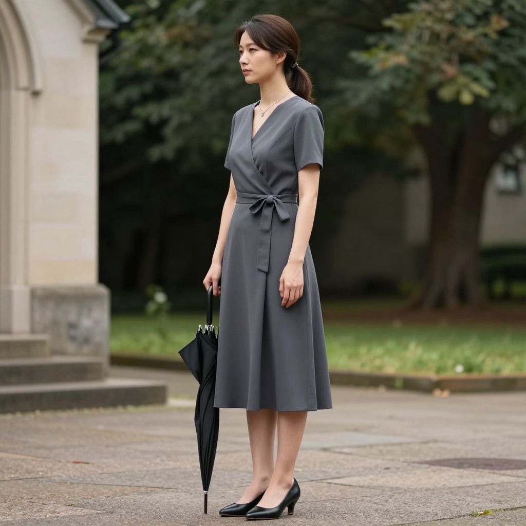 Soft Charcoal Midi Wrap Dress