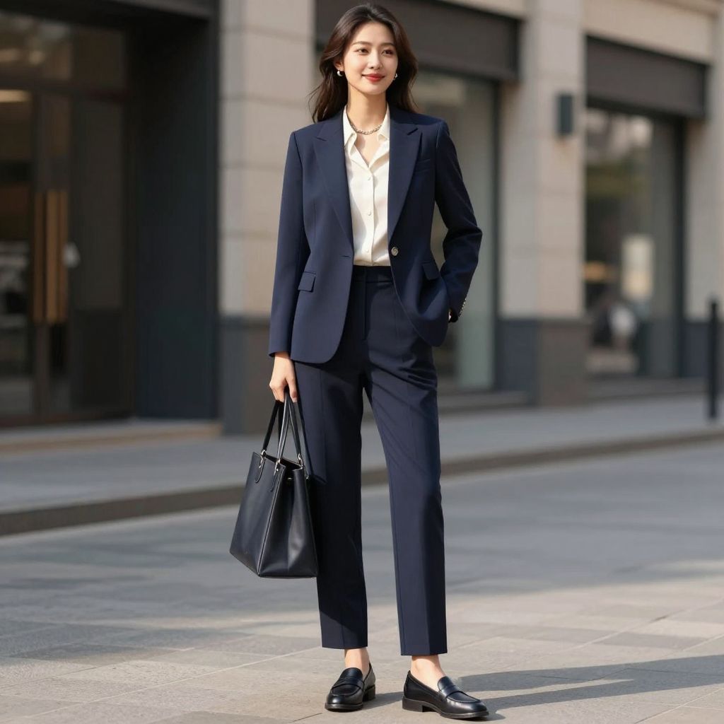 Navy Straight Leg Suit