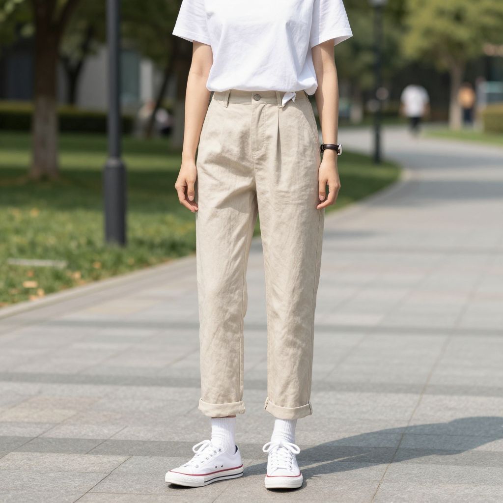 Linen pants with white sneakers
