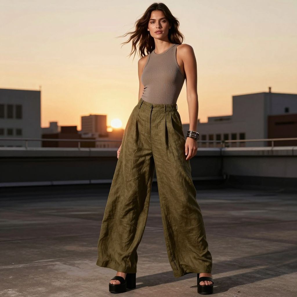 Linen pants with platform sandals