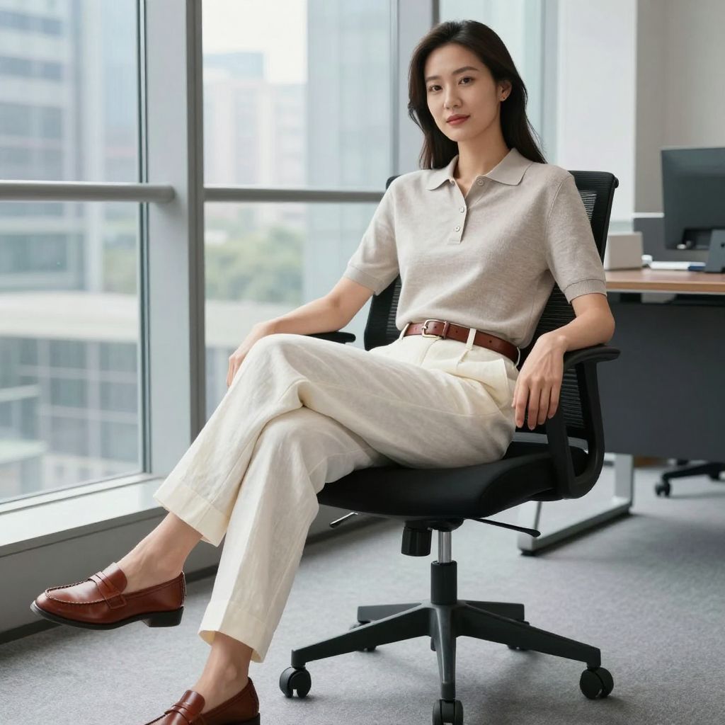 Linen pants with leather loafers