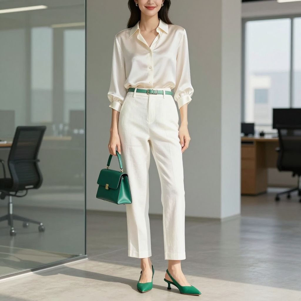 Linen pants with pointed slingbacks