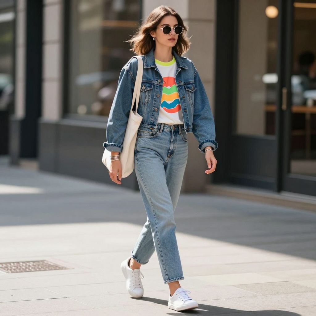 Fresh white sneaker with straight leg jeans