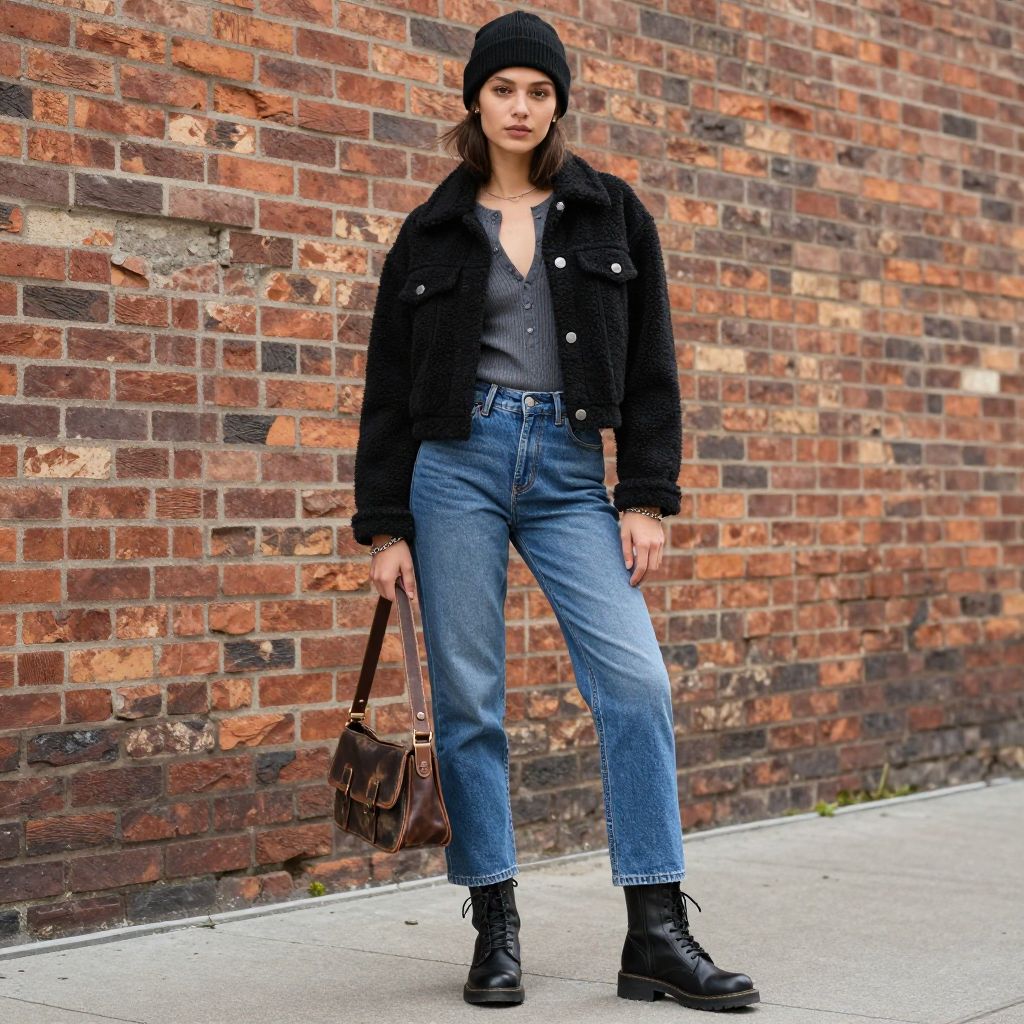 Combat boots with jeans