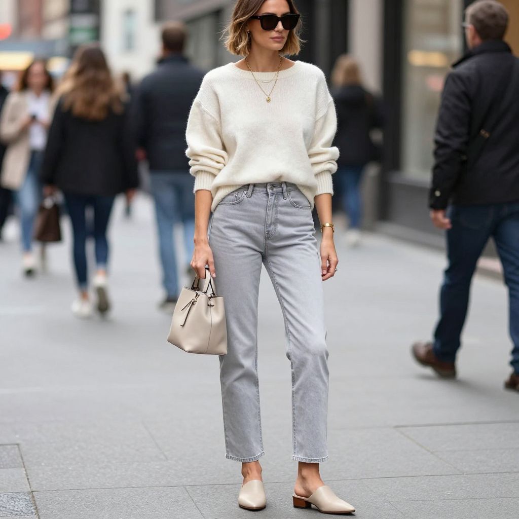 Leather mules with jeans