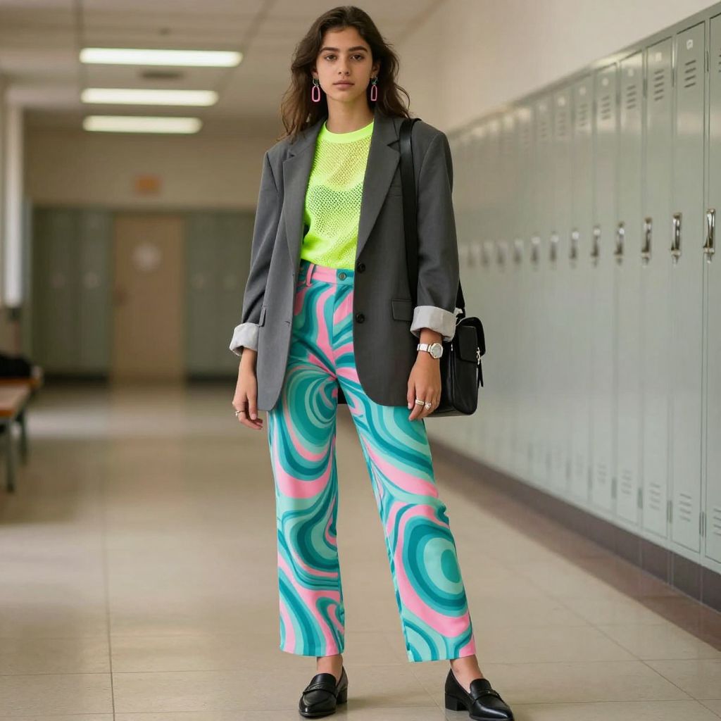 Oversized Blazer And Printed Trousers