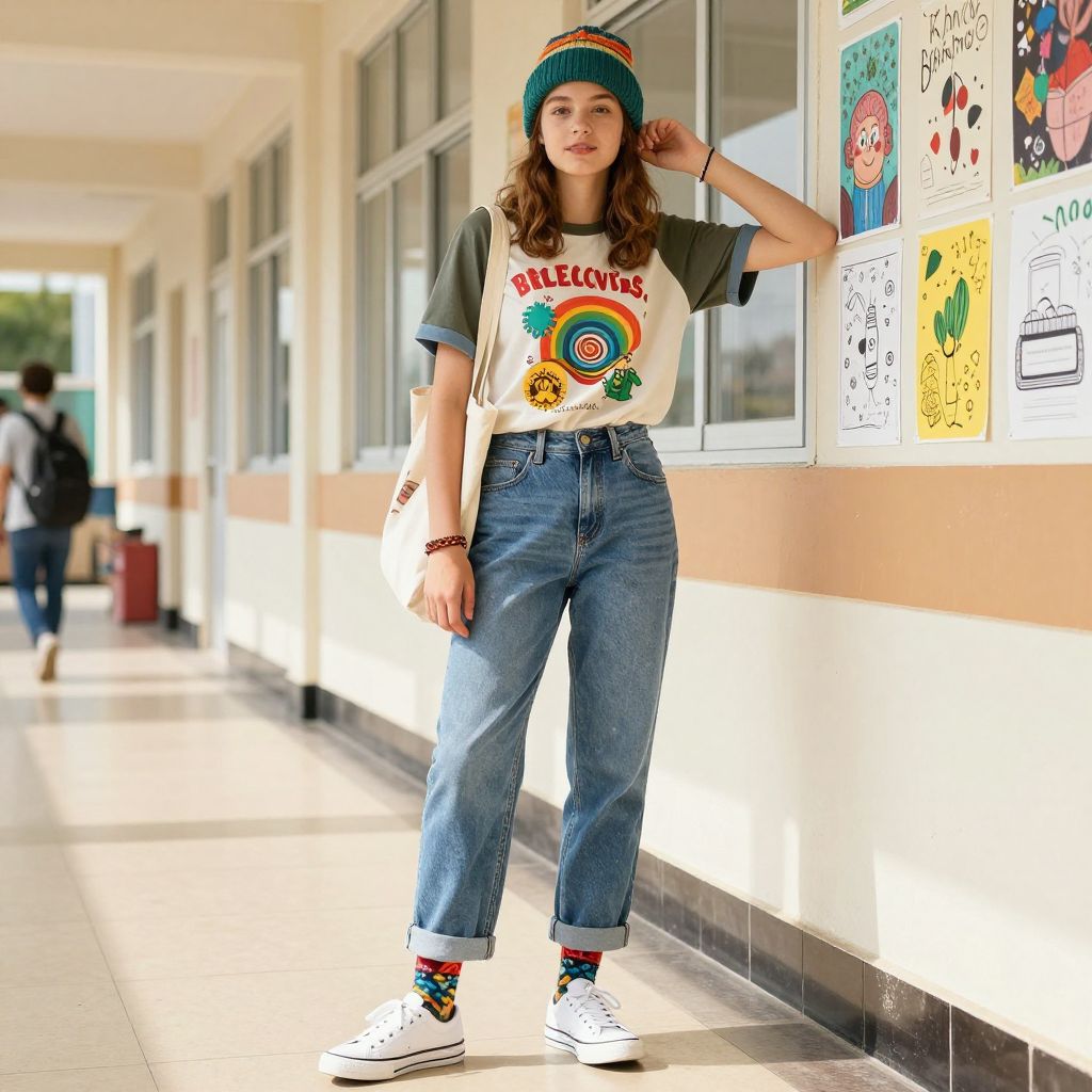Graphic Tee And Straight Jeans