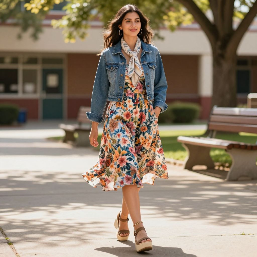 Midi Dress And Denim Jacket
