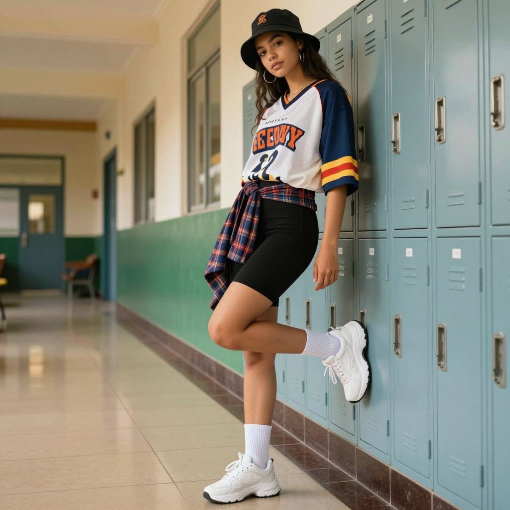 Sporty Jersey And Bike Shorts