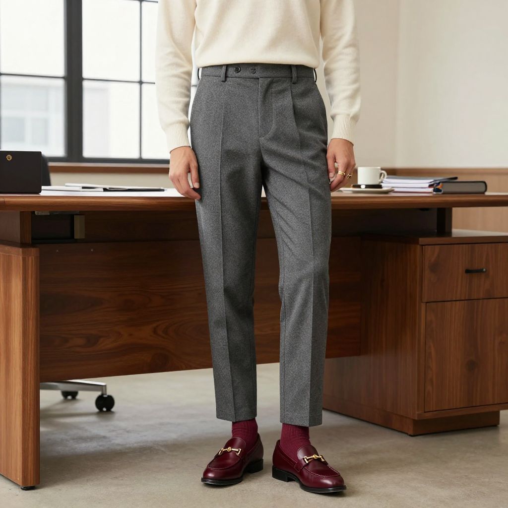 Burgundy horsebit loafers outfit