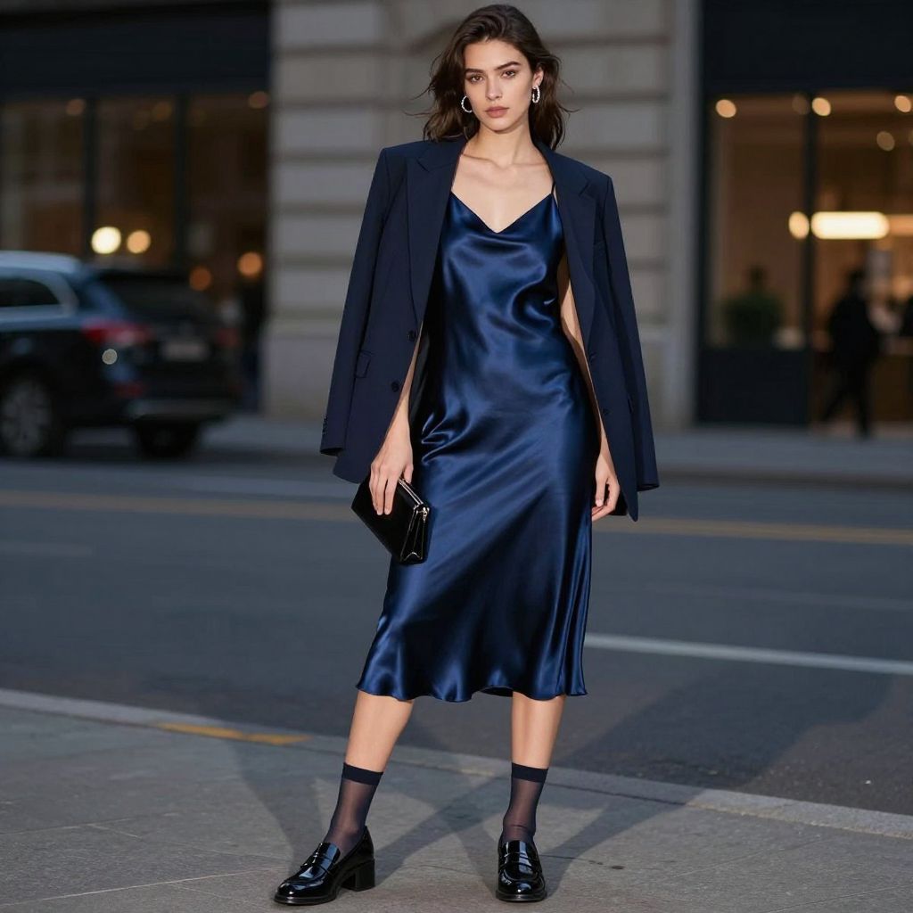 Patent loafers date night outfit