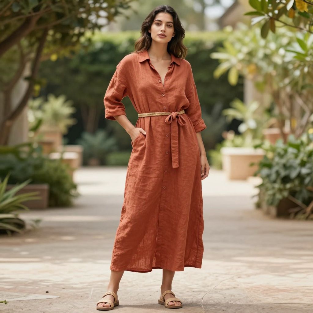 Terracotta Linen Dress