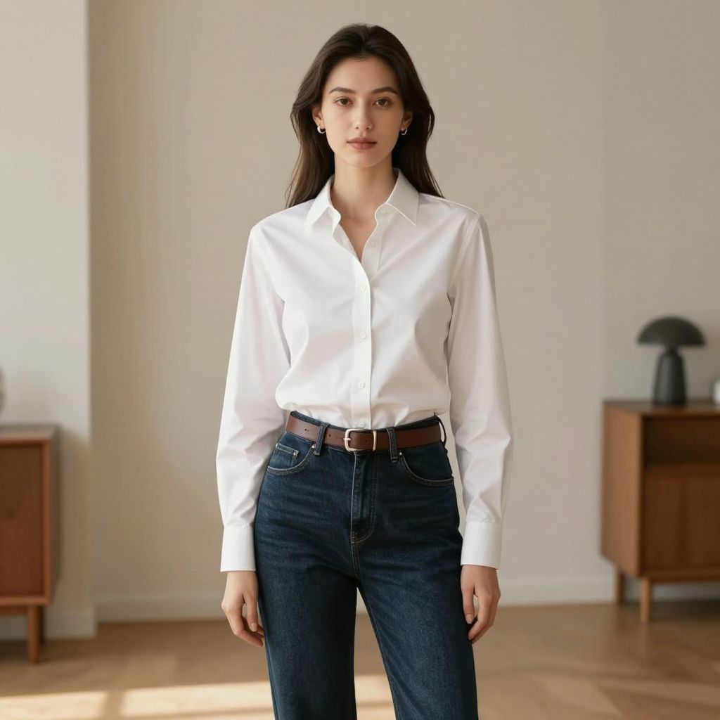 White Shirt With Dark Denim