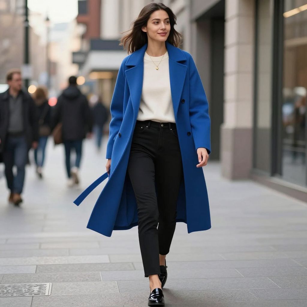 Statement Coat In Bold Color With Neutral Basics