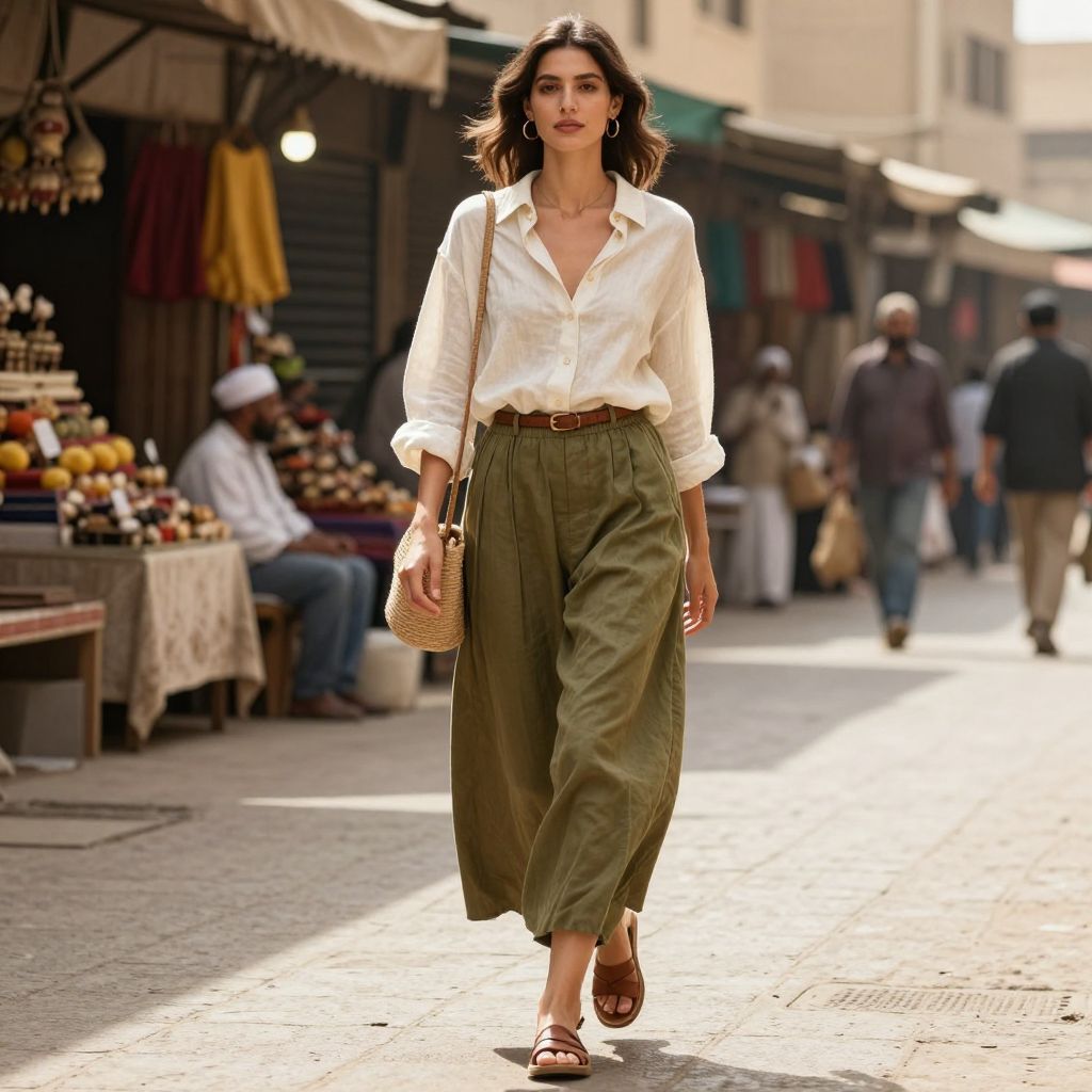 Linen Breeze Cairo Morning outfit in Egypt