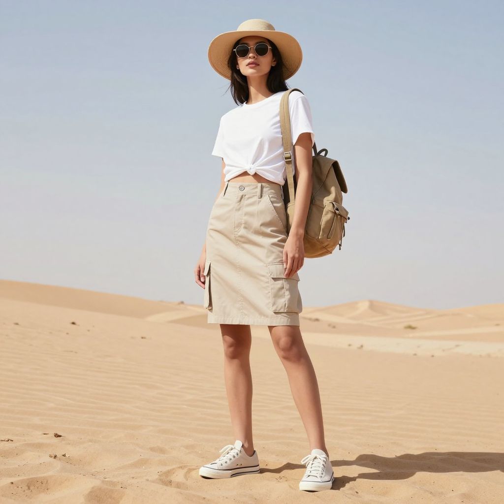 White Desert Monochrome outfit in Egypt
