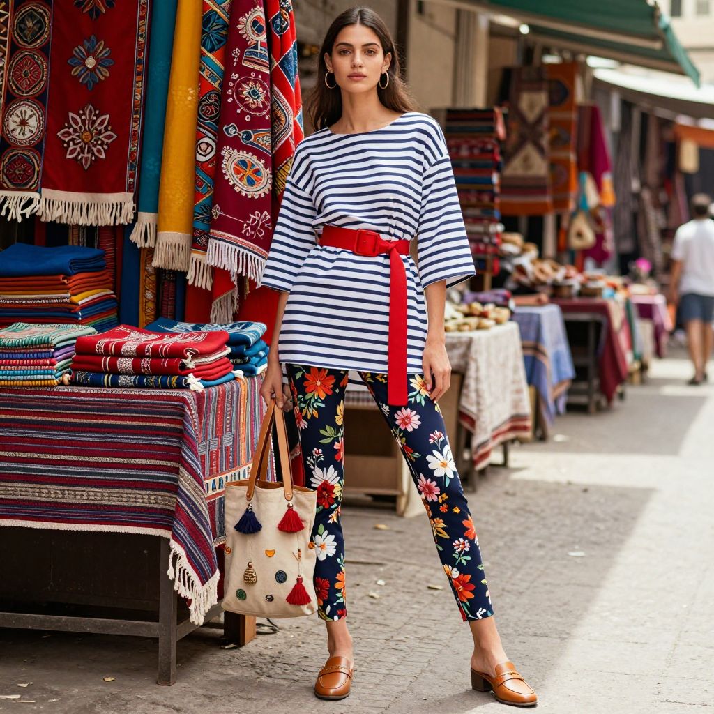 Khan El Khalili Print Clash outfit in Egypt