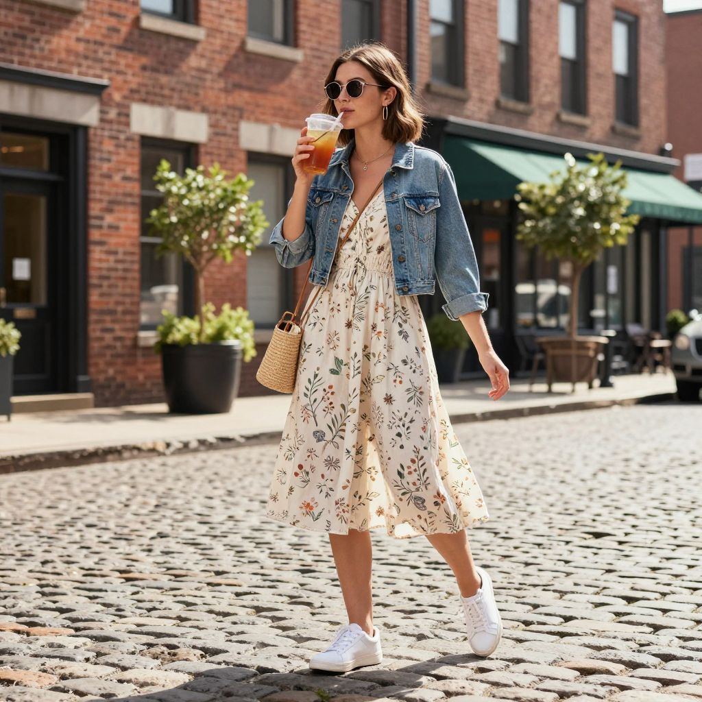 Breezy Midi Dress and Denim Jacket