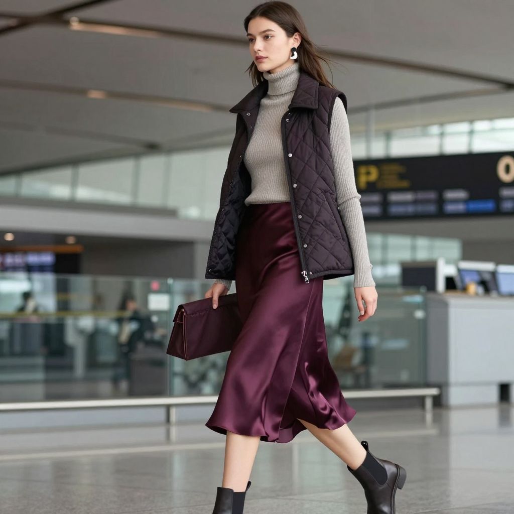 Layered Turtleneck and Slip Skirt