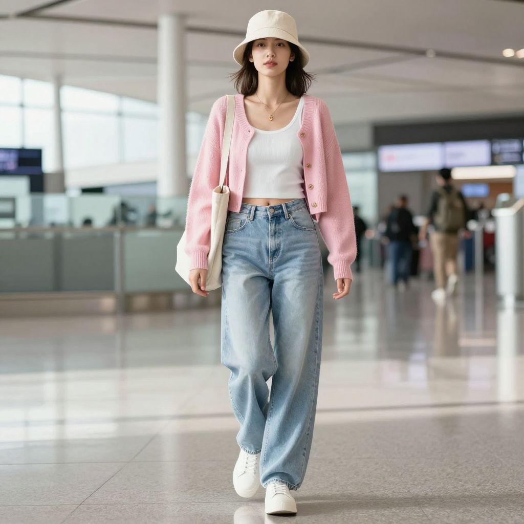 Cardigan and Wide Leg Jeans