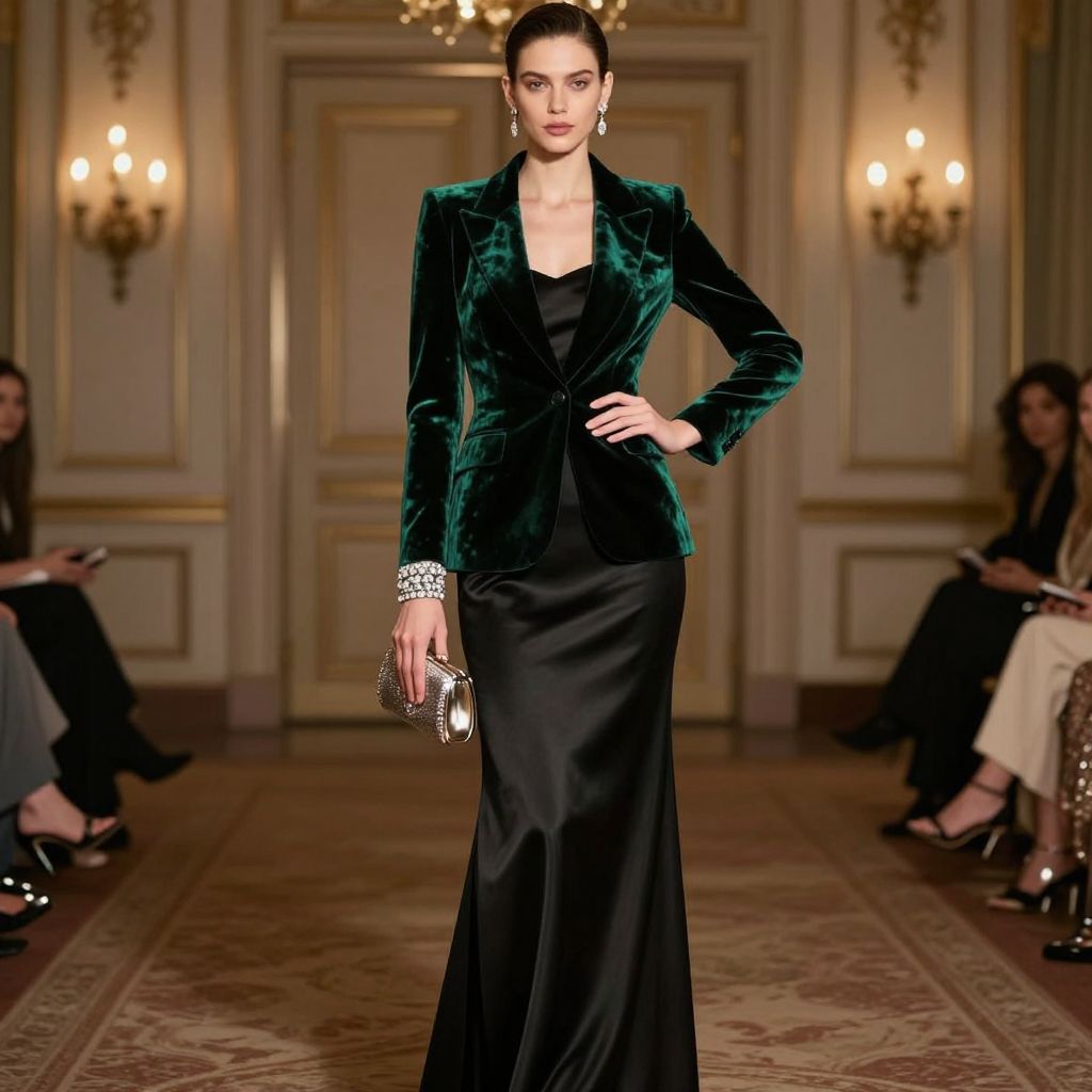 Velvet blazer over formal dress
