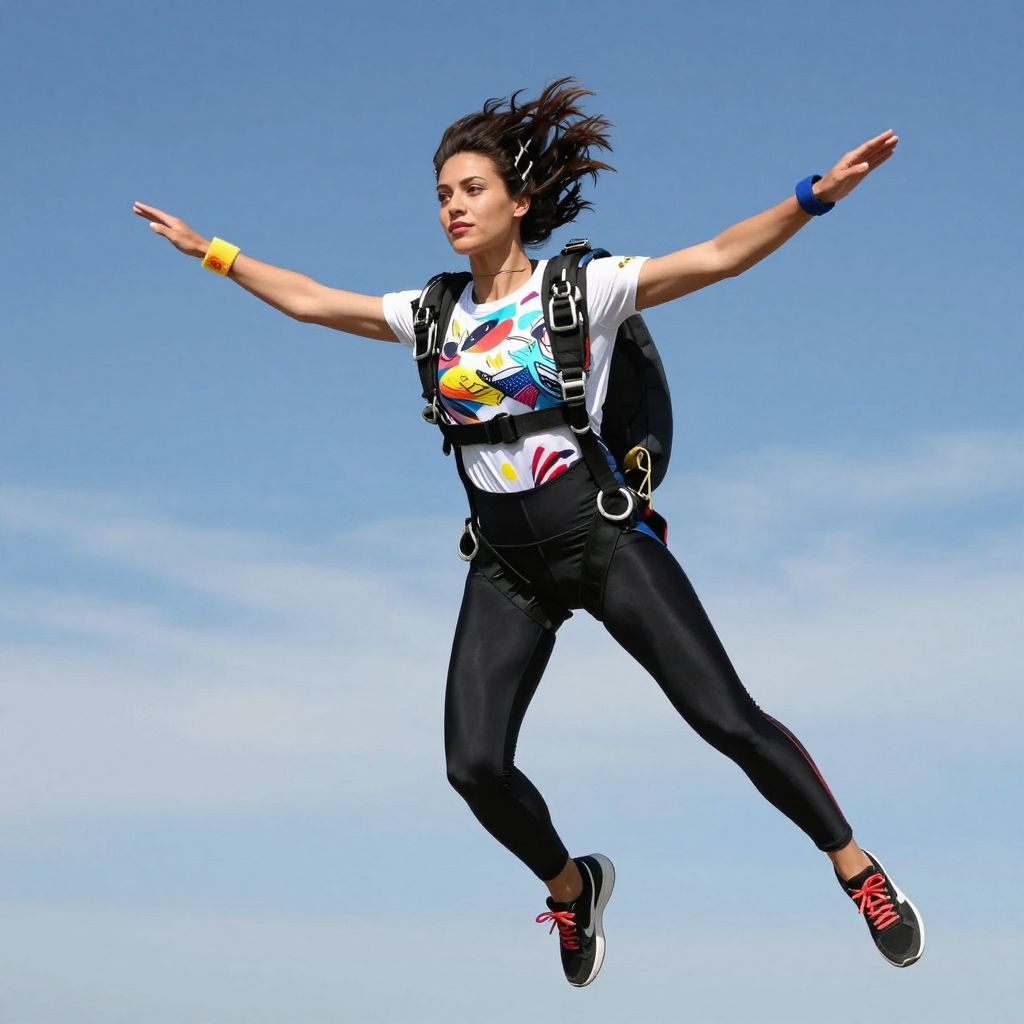 Bright Graphic Tee And Legging Combo - Skydiving Outfit Idea 12