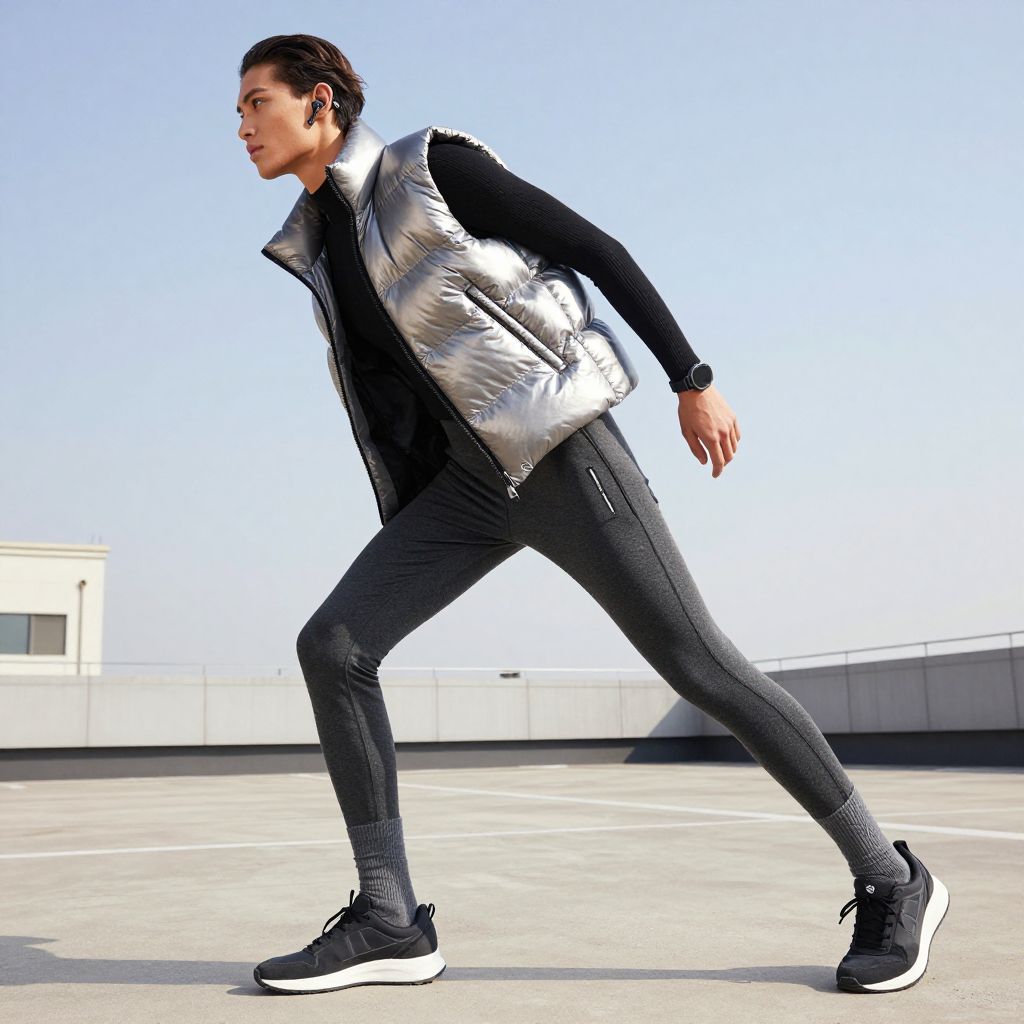 Sleeveless Puffer Vest And Track Bottoms - Skydiving Outfit Idea 15