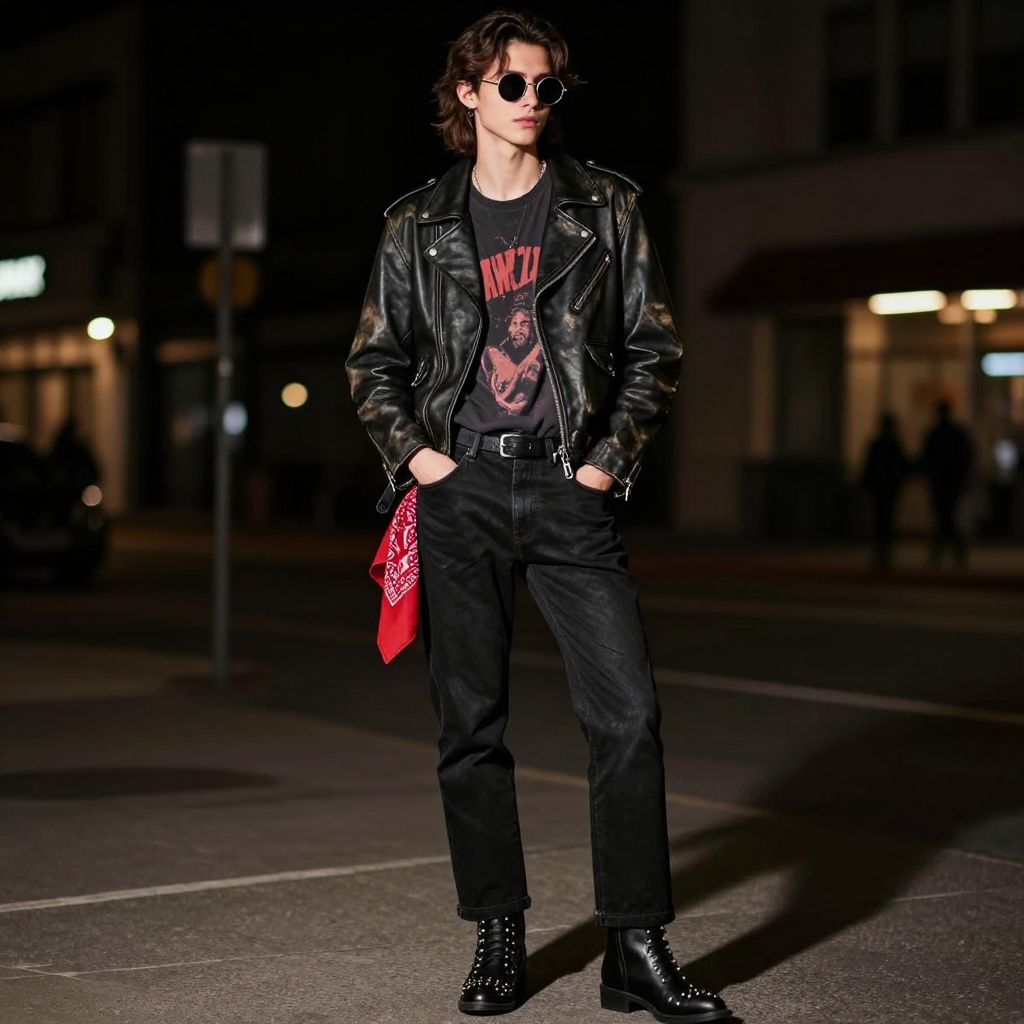 Leather Jacket and Band Tee