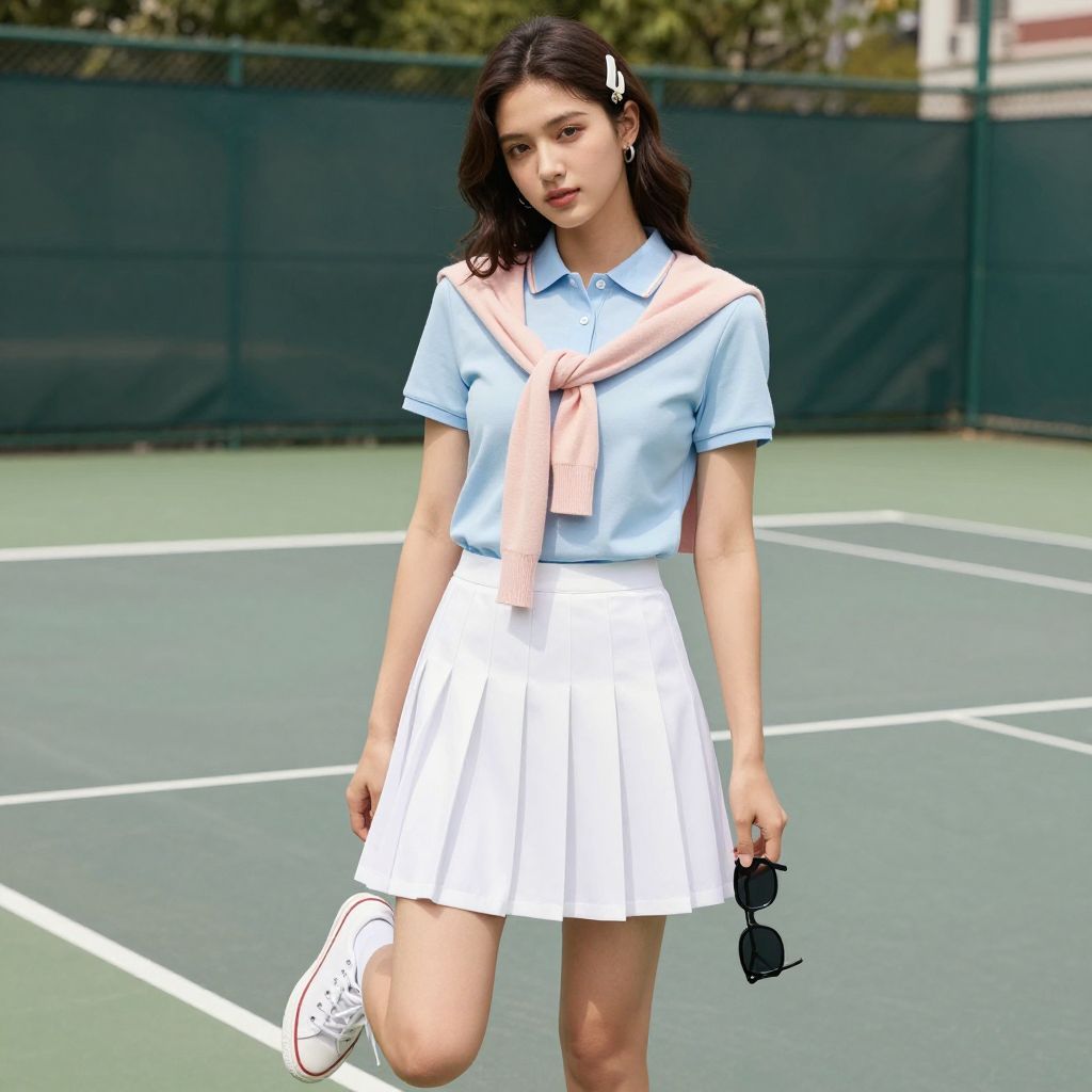 Preppy Polo with Pleated Skirt