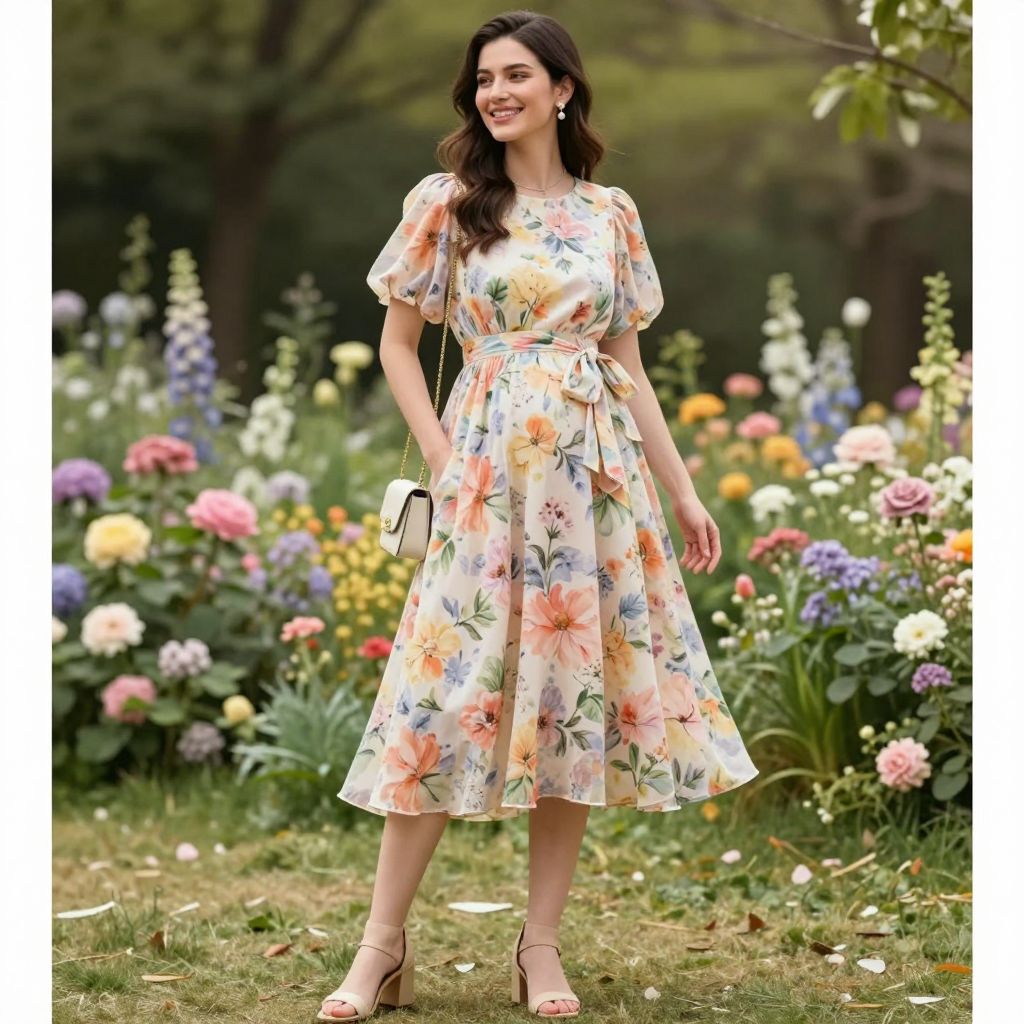 Soft Floral Midi Dress