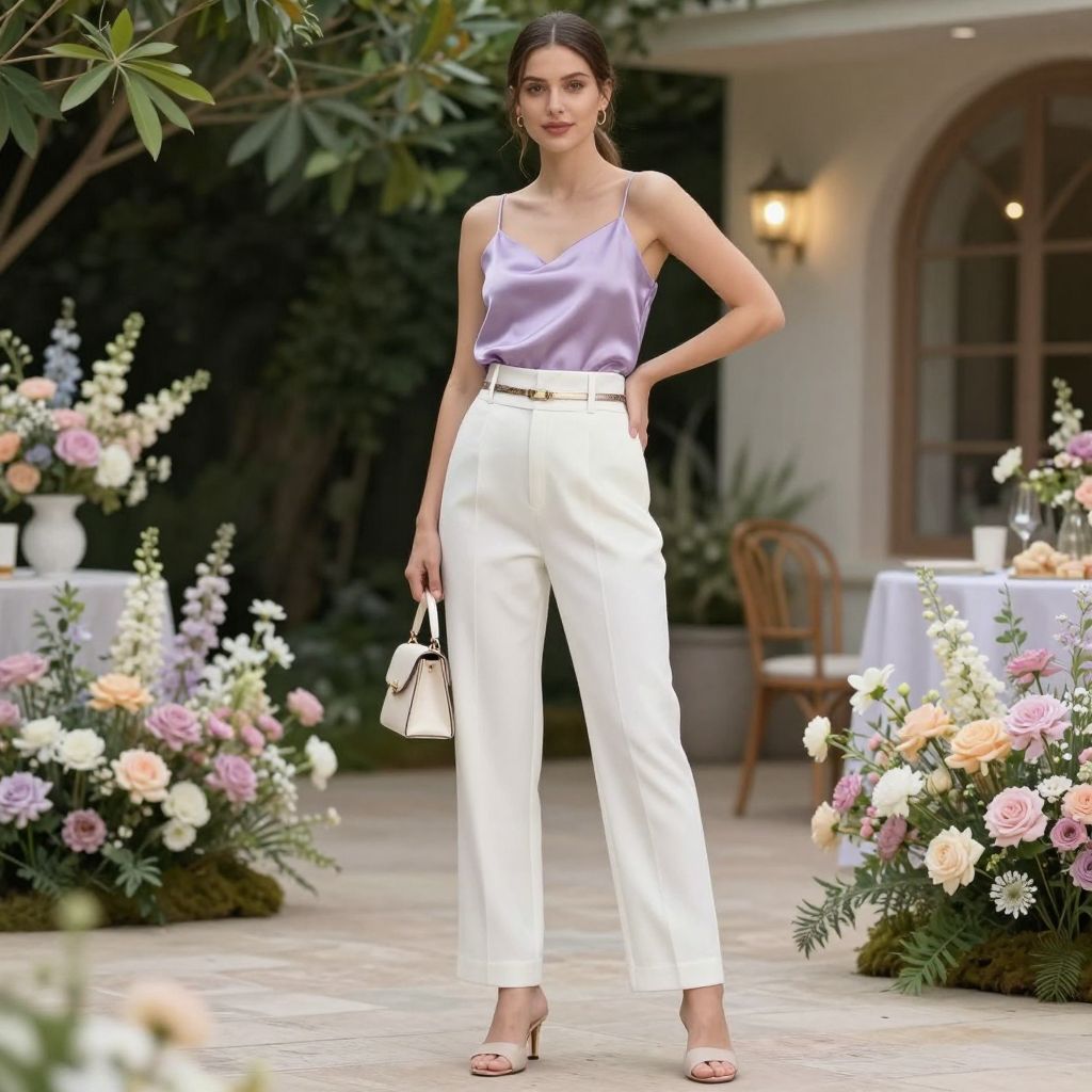 High Rise Paperbag Waist Trousers And Camisole