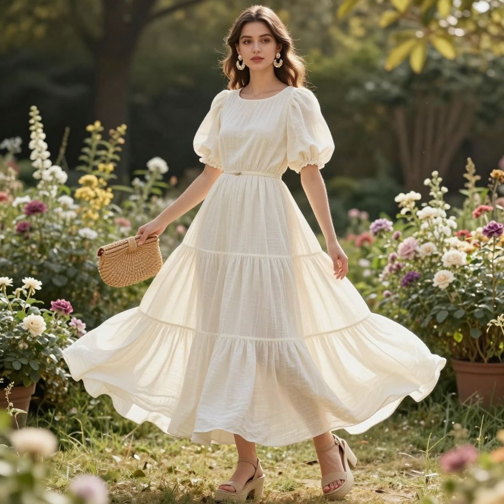 Maxi Dress With Puff Sleeve