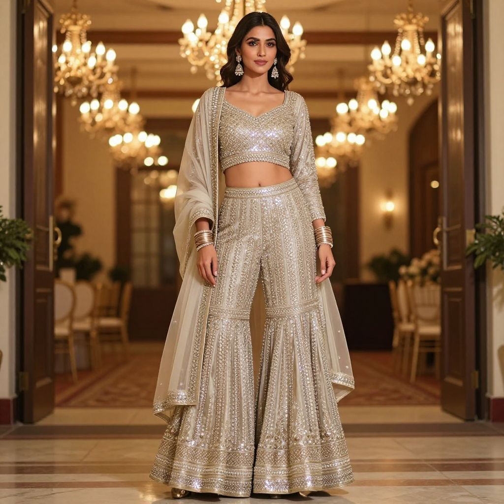 Crystal Embellished Sharara Set