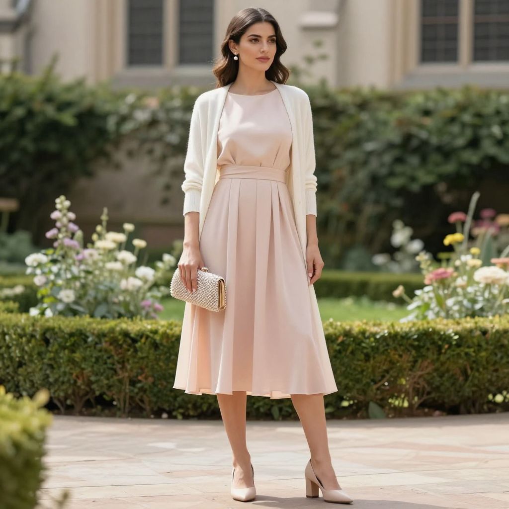 Pastel Midi And Block Heel Outfit