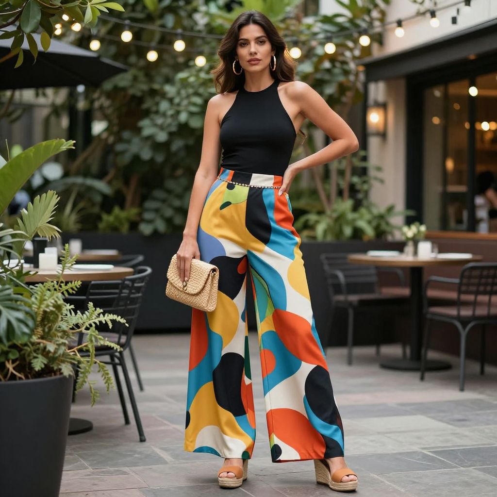 Printed Palazzo Pants And Halter Top