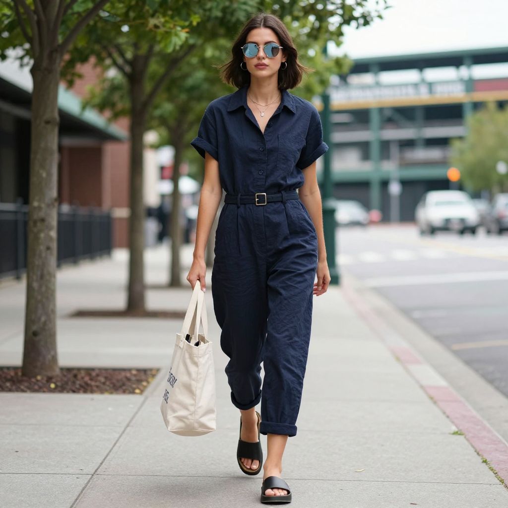 Utility Jumpsuit With Statement Slides