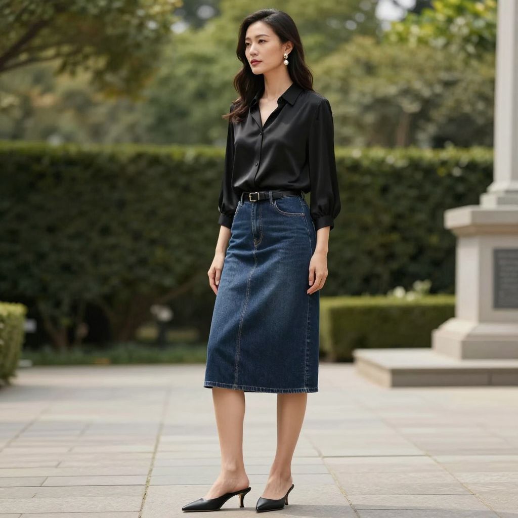 Soft Denim Midi and Blouse