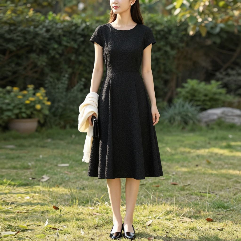 Textured Cotton A Line Dress