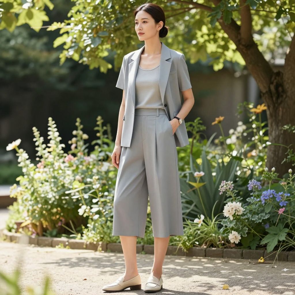 Pleated Culotte Suiting Set