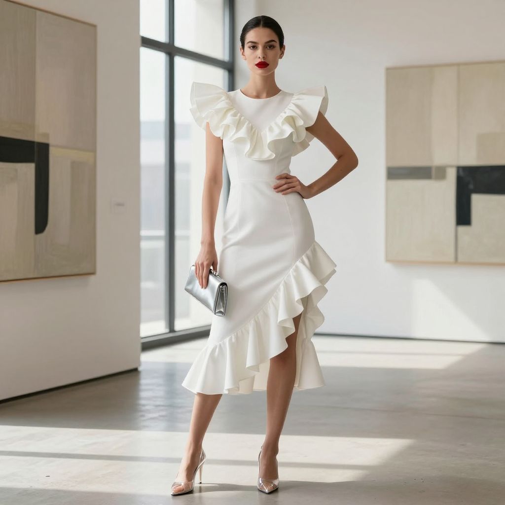 Sculptural Ruffle Midi