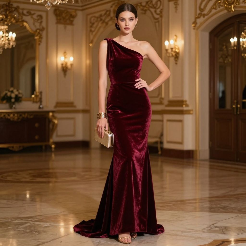 Velvet Shoulder Gown
