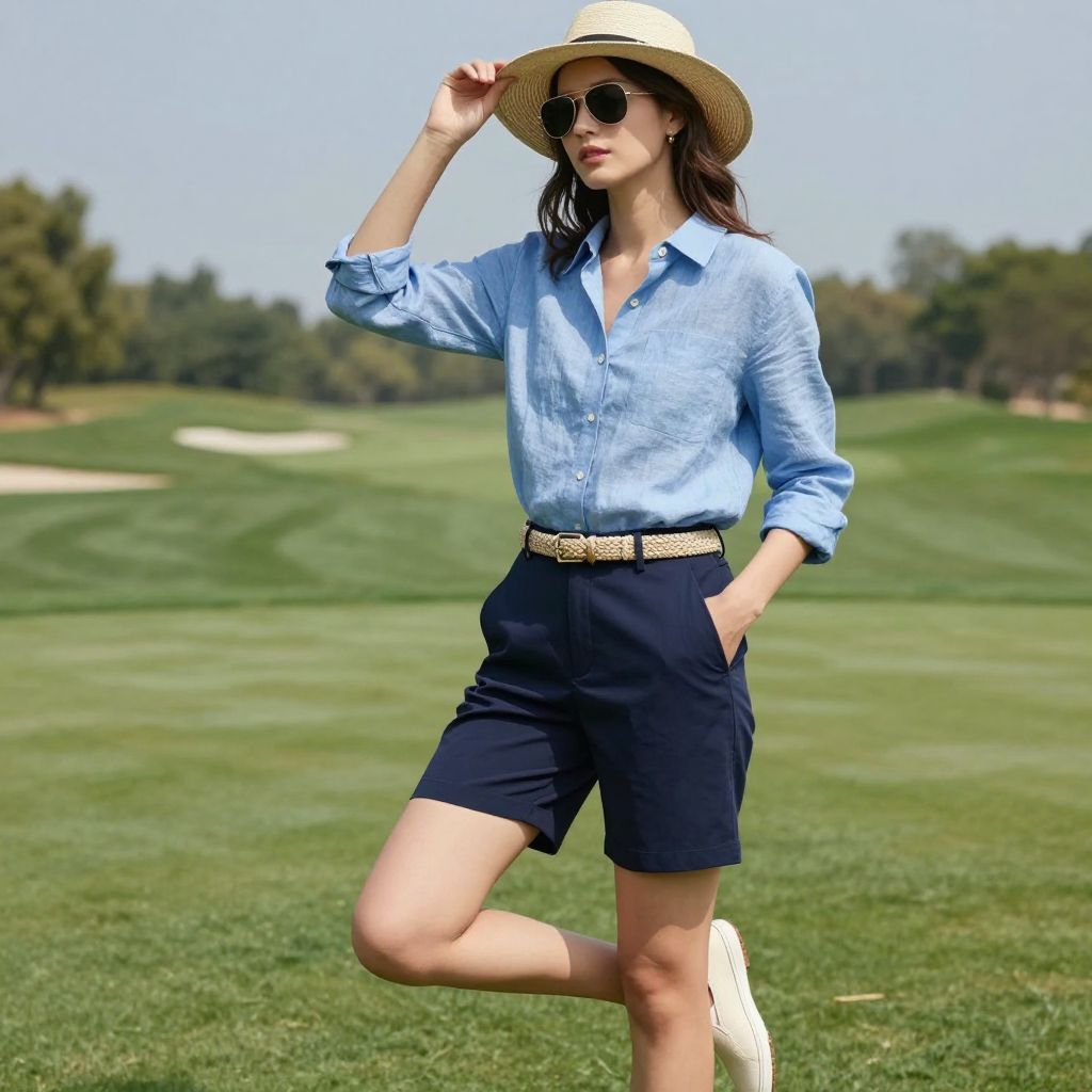 Linen shirt and tailored shorts outfit