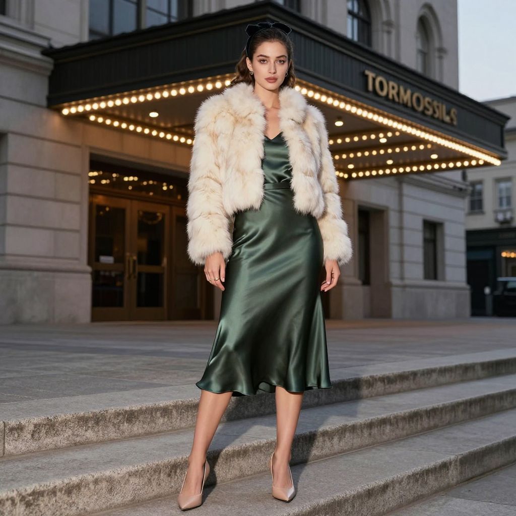 Satin Midi And Cropped Faux Fur