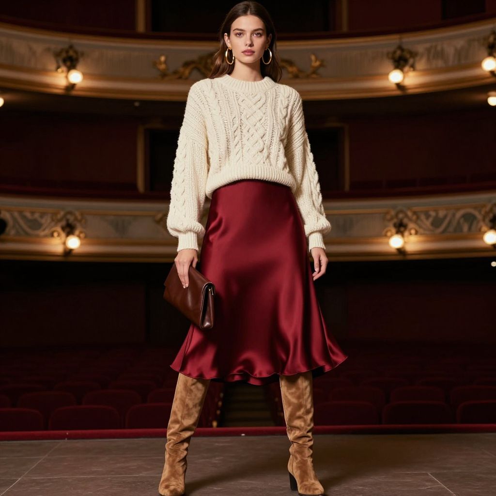 Slip Dress Meets Chunky Knit