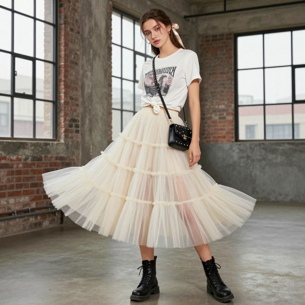 Tiered Tulle Skirt and Graphic Tee Remix