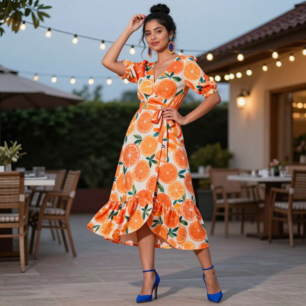 Bold Print Wrap Dress