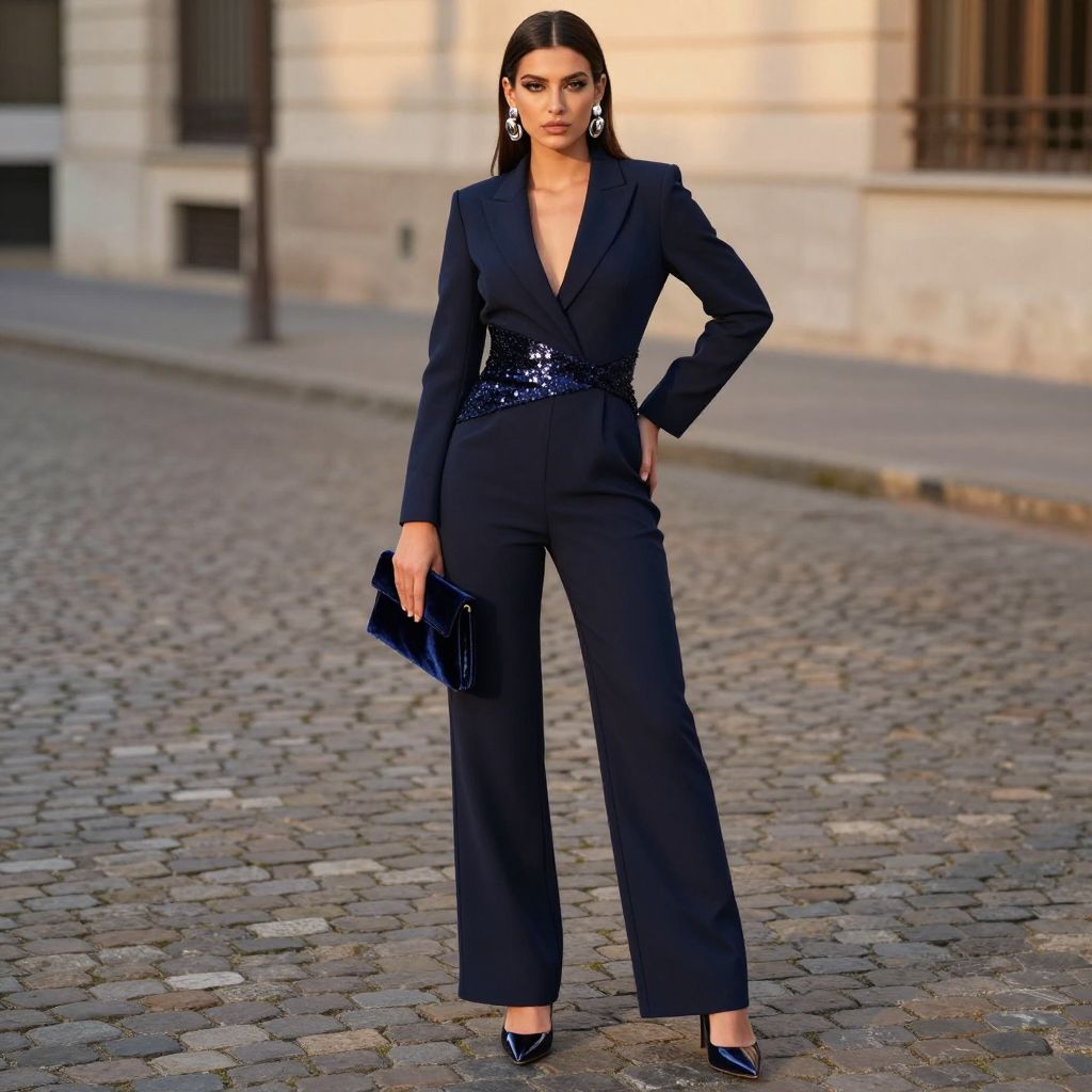 Sequin Waist Jumpsuit