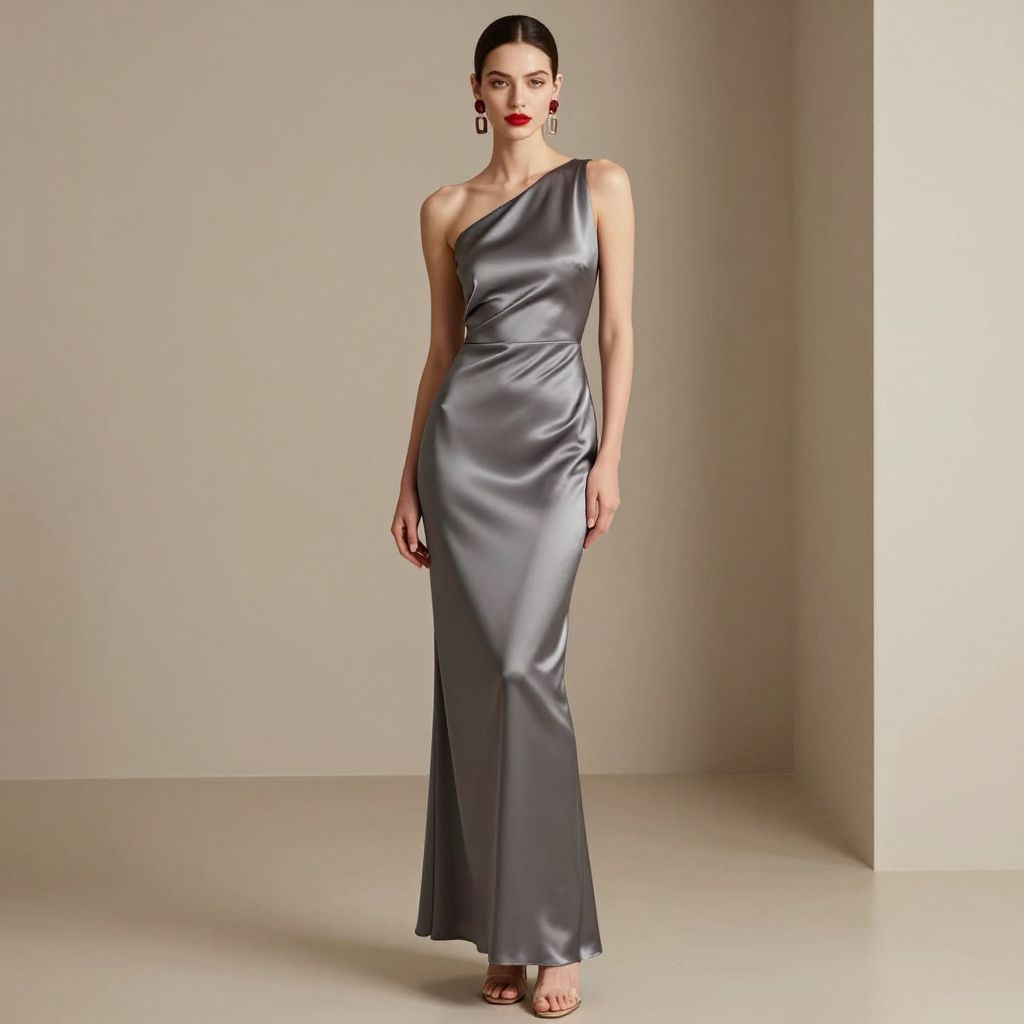 One Shoulder Column Gown