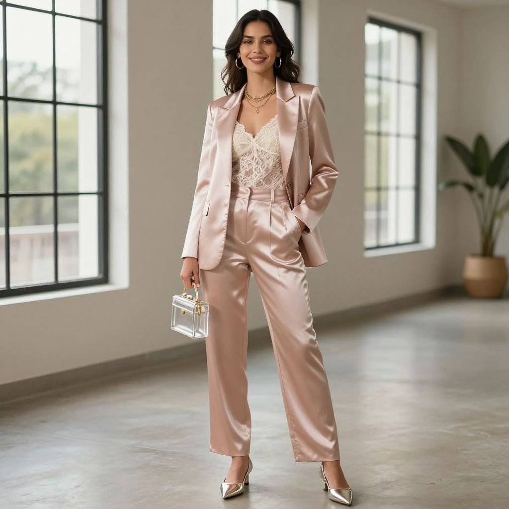Blush Satin Suit