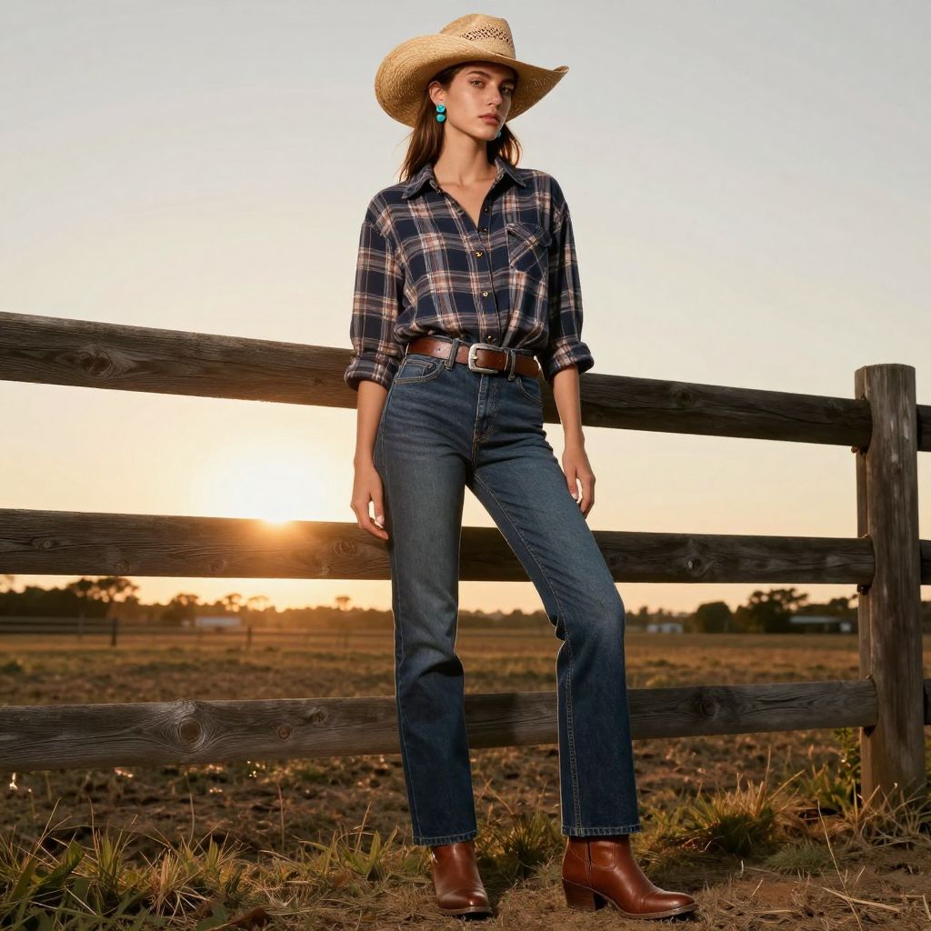 Classic Denim And Plaid Combo